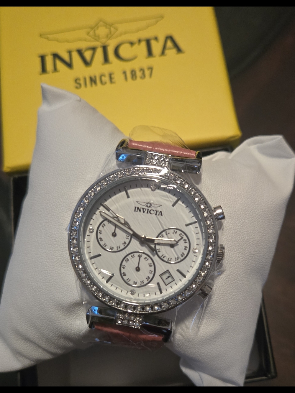 70369 Invicta Celestial Lady Silver Case Pink Leather Band 38mm